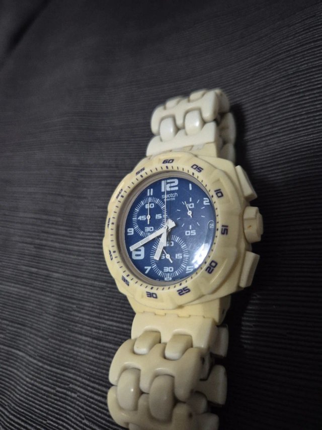 Orologio Swatch Cronografo Blu e Beige