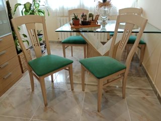 Mesa Comedor Cristal y Base Mármol Beige
