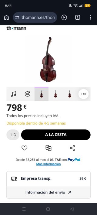 Contrabajo Thomann 3/4.Bajo acustico,double bass