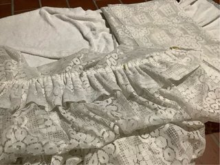 Coppia tende pizzo sintetico bianco