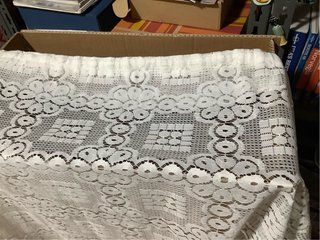 Coppia tende pizzo sintetico bianco