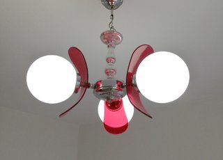 Lámpara Sputnik Cromo y Lucita Roja