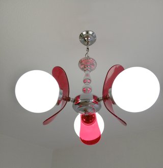 Lámpara Sputnik Cromo y Lucita Roja