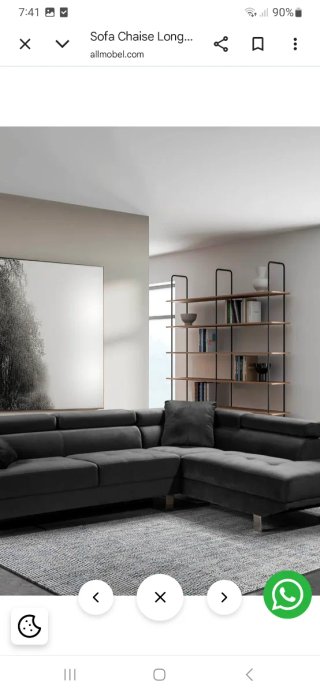 Sofá Chaise Longue Negro nuevo a estrenar