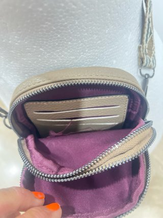 Bolso bandolera piel sintética beige