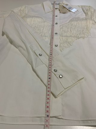 【MNG】Camisa Mango Blanca con Flecos - Talla M