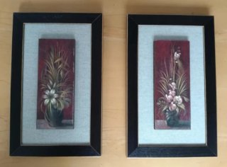 Juego de 2 cuadros decorativos florales.