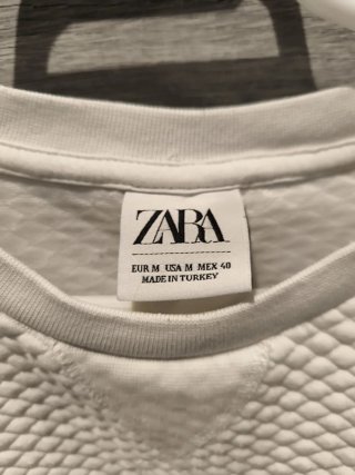 Sudadera Zara Hombre Textura Blanca Talla M
