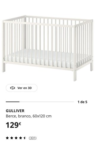 Cuna Gulliver + colchón Jattetrot Ikea+ chichonera