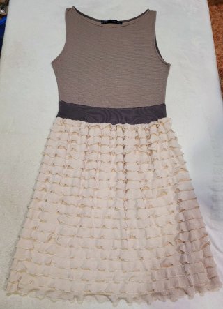 Vestido Zara Talla M Rayas finas Beige/Marrón