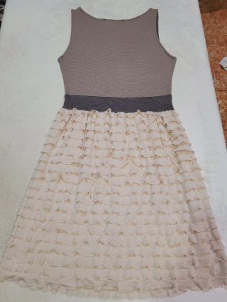 Vestido Zara Talla M Rayas finas Beige/Marrón