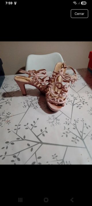Sandalias fiesta tacón rosa nude talla 39