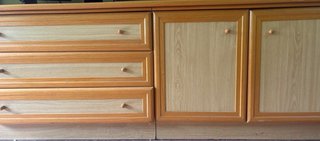 Mueble comedor modular madera y cristal
