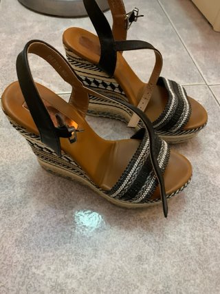 Sandali zeppa estivi con perline