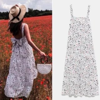 Vestido largo floral Zara