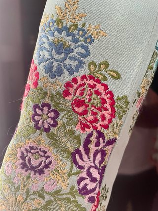 Traje de Fallera Niña Azul Agua Brocado