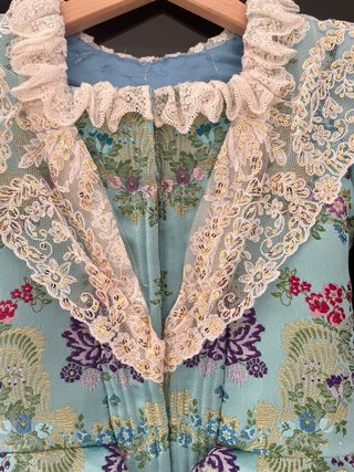 Traje de Fallera Niña Azul Agua Brocado