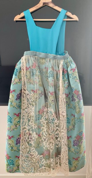 Traje de Fallera Niña Azul Agua Brocado