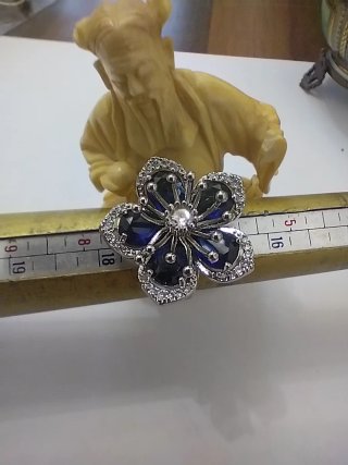 Anello fiore agata blu