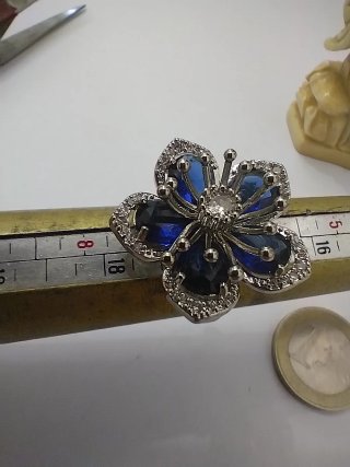 Anello fiore agata blu