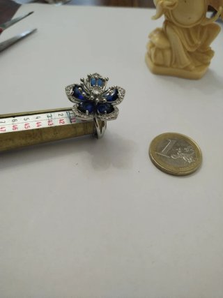 Anello fiore agata blu