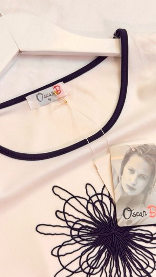 Camiseta Oscar B Retro Talla S Bordado Floral