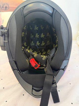Casco Moto Soman Azul Visera Arcoíris