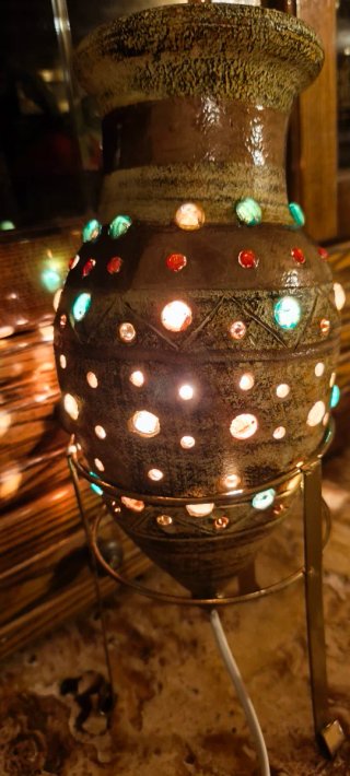 Lampada terracotta vintage decorata