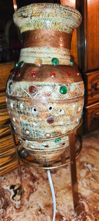 Lampada terracotta vintage decorata