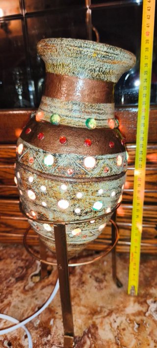 Lampada terracotta vintage decorata