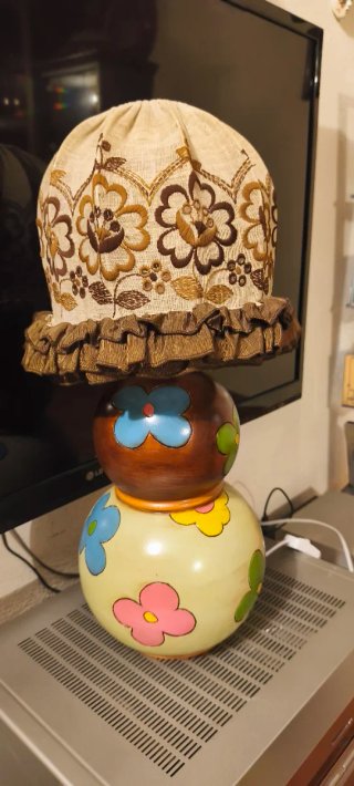 Lampada terracotta vintage decorata