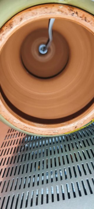 Lampada terracotta vintage decorata
