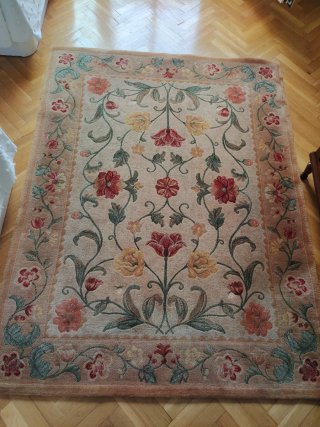 Alfombra lana 1,60x1,20 floral beige/rojo