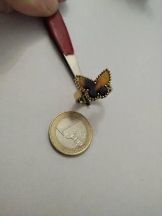 Anello farfalla tartarugato montatura acciaio