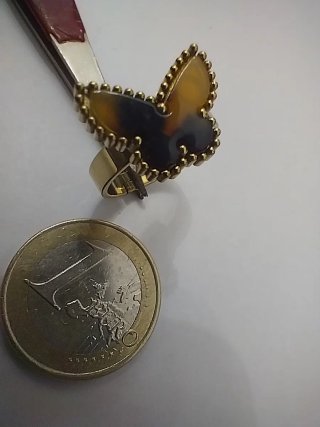 Anello farfalla tartarugato montatura acciaio