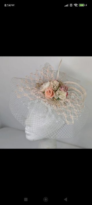 Tocado de fiesta flores rosa y blanco