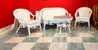 Conjunto de mimbre blanco