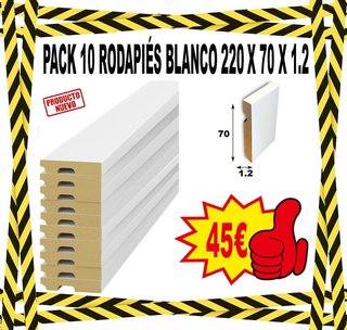 PACK 10 RODAPIÉS BLANCOS 220x70x1.2cm
