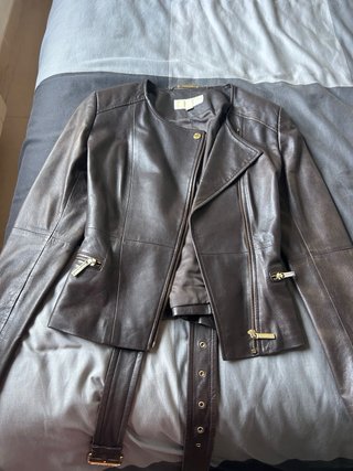 Chaqueta de cuero Michael Kors marrón