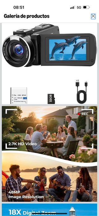 Videocámara 1080P Full HD 36MP 30FPS