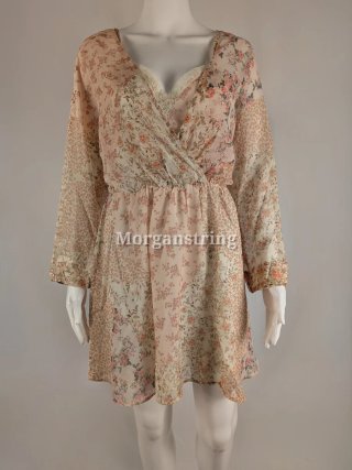 Vestido Mango floral boho romántico con encaje
