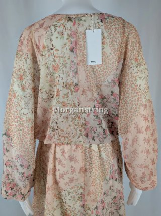 Vestido Mango floral boho romántico con encaje