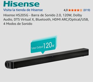 Barra de Sonido Hisense HS205G 120W