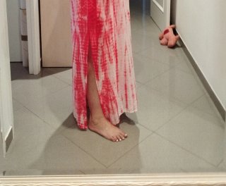 Caftán fucsia y blanco talla única