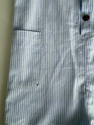 Conjunto mono y sombrero rayas celeste