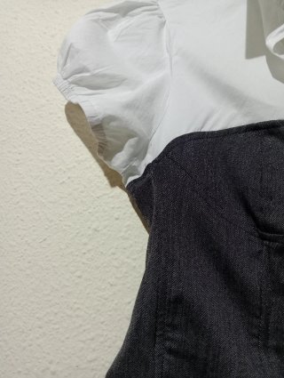Camisa con corpiño tela vaquera y  blanco
