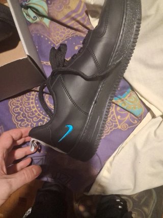 Nike Air Force 1 Negras con detalles azules