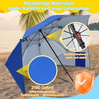 Parasol playa 240cm azul y blanco