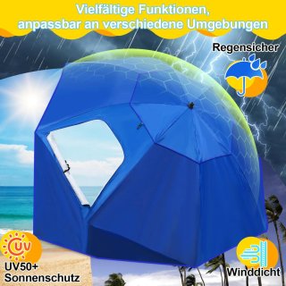 Parasol playa 240cm azul y blanco