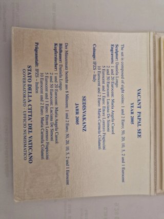 Set Monete Vaticano Sede Vacante 2005